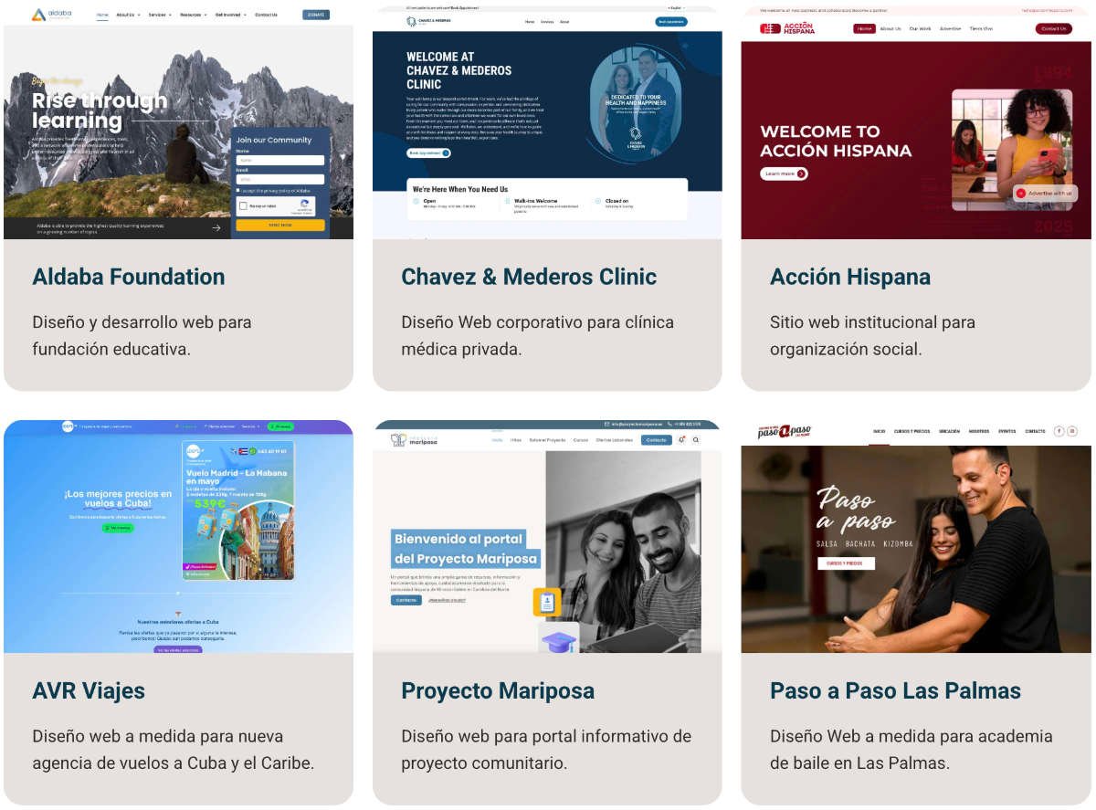Ejemplos páginas web de clientes en Las Palmas